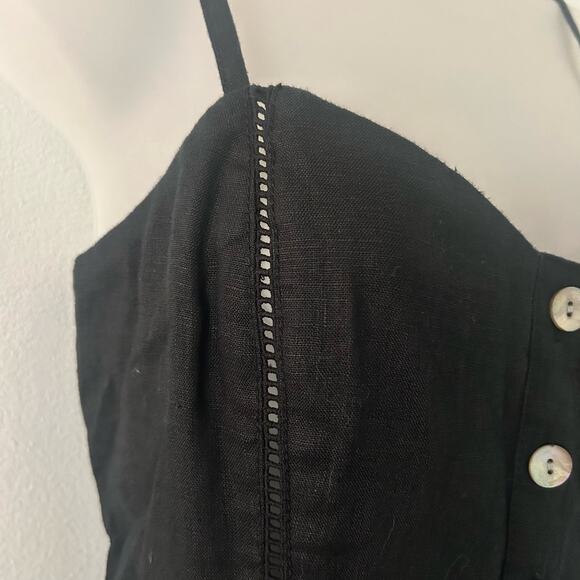 Madewell Sleeveless Wide Leg Adjustable 100% Linen Black Jumpsuit 0 New - Picture 5 of 13